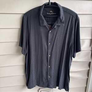 Tommy Bahama Men's XXL‎ 100% Silk Black Spin Class Roulette Embroidered Shirt